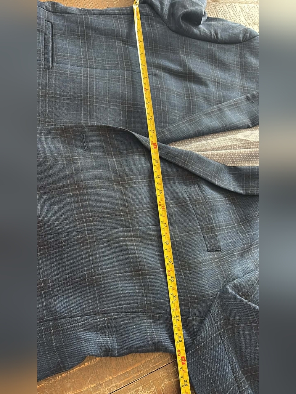 Johnston & Murphy Navy Blue Plaid Sport Coat Wool - Picture 5 of 9